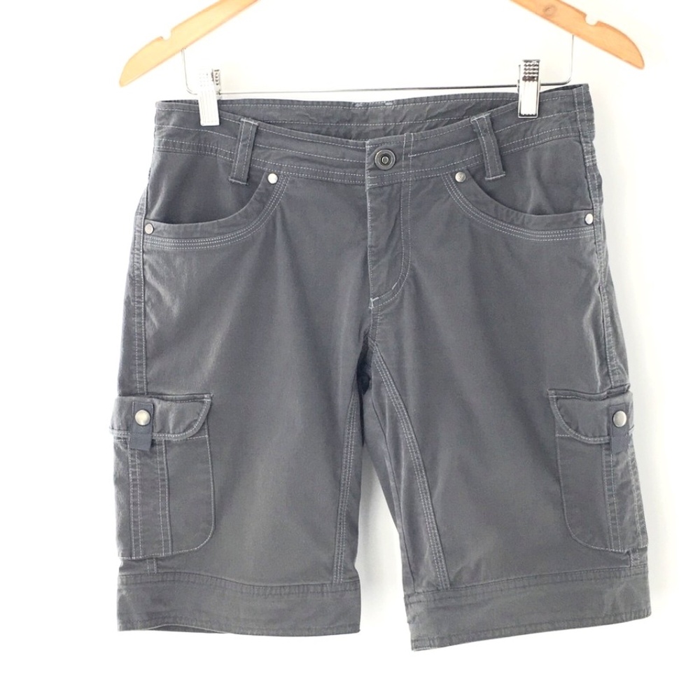 Kuhl Women Shorts Cargo Bermuda Hiking Trail Outdoor Snap Pockets Gray Sz 6